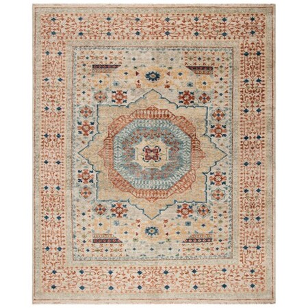 Safavieh 10 x 14 ft. Samarkand 100 Southwestern Rectangle Hand Knotted Area Rug Ivory & Rust SRK165A-10